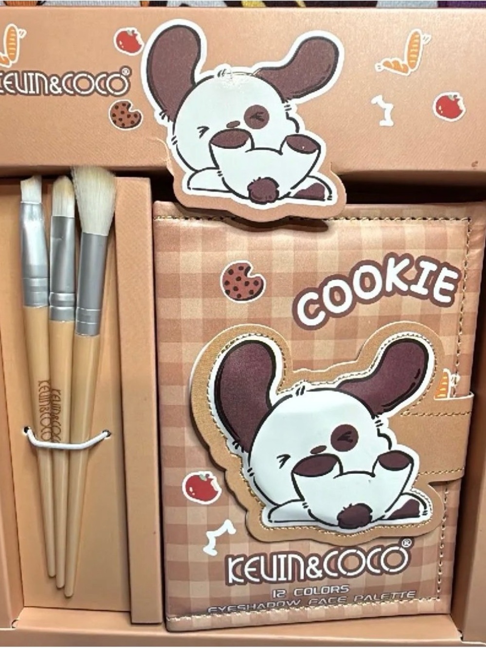 KEVIN&COCO Cookie Eyeshadow Palette & Brush Set - Brown